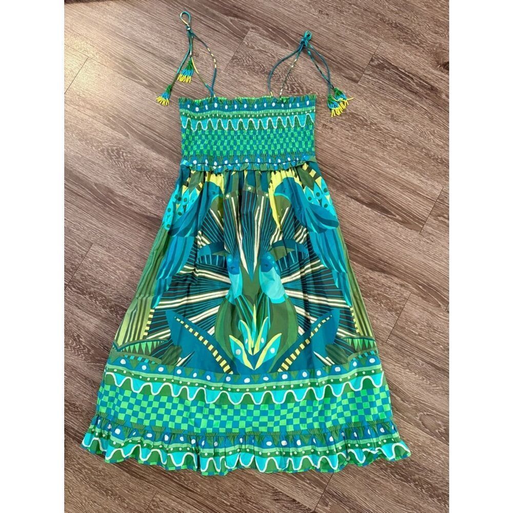 Farm Rio Smocked Cover Up Midi Dress New